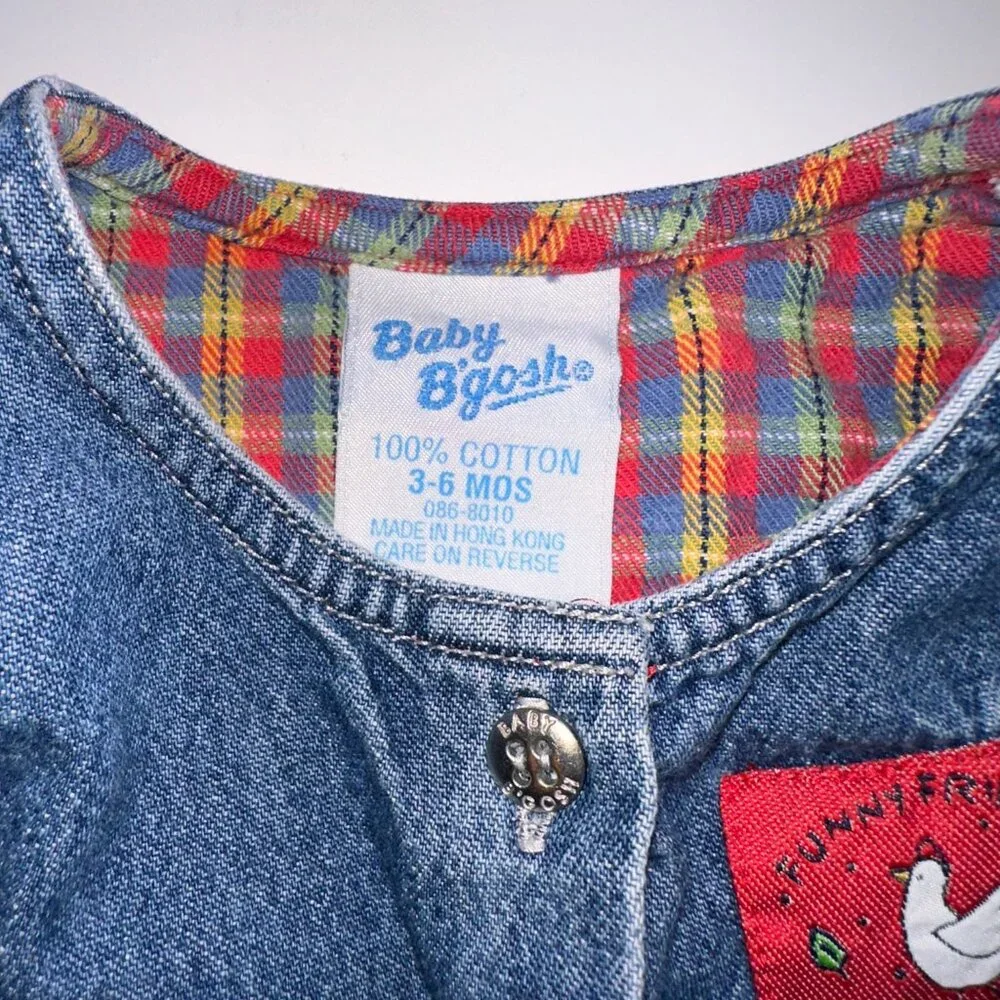 VTG Baby OshKosh B’gosh Funny Friends Denim Overalls 3-6 Months Romper Osh Kosh